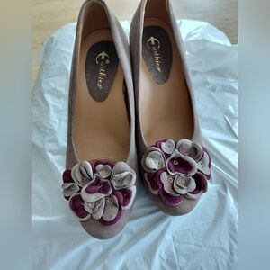 Earthies MONZA Suede Leather Platform PUMPS in TAUPE 9B Euc